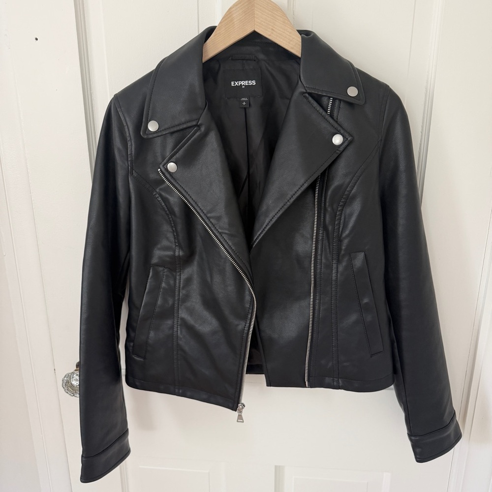 Express Faux Leather Zipper Moto Motorcycle Jacket Black Size Small S